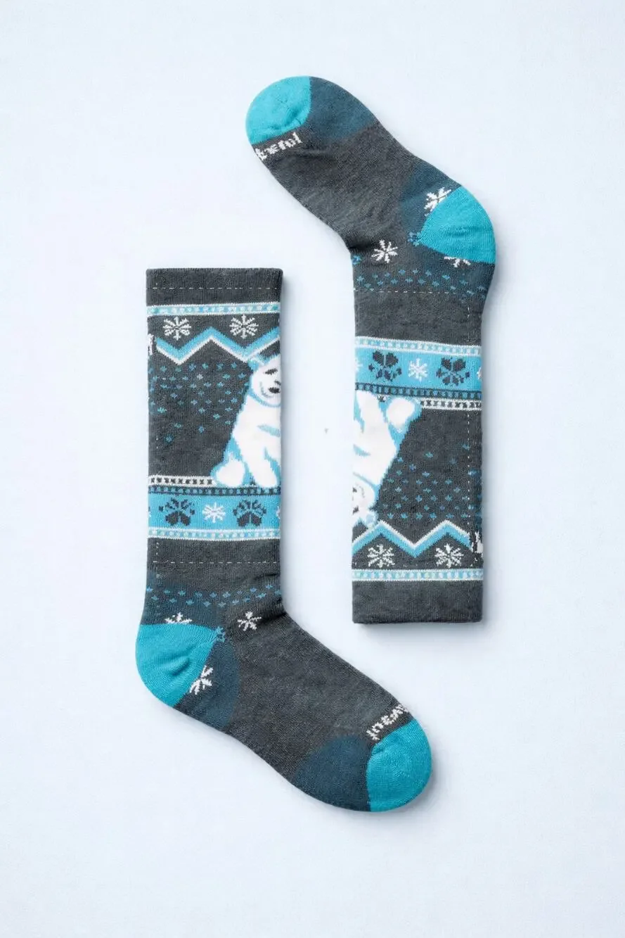 Smartwool Kids Small Twilight Blue Wintersport Polar Bear O.T.C Socks B23-9